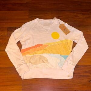 Faherty Cream Sweater with Sunset Design